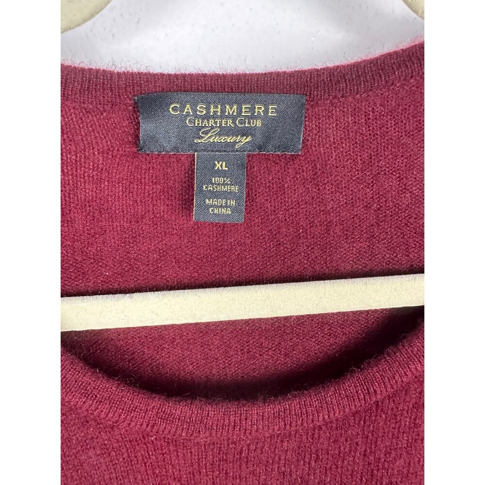 Charter Club Men's Luxury 100% Cashmere Crewneck Sweater XL Burgundy Maroon - Picture 2 of 7